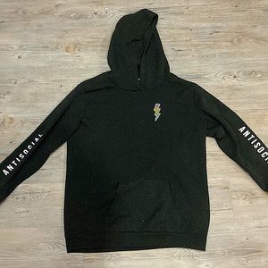 black lighting anti-social sign hoodie